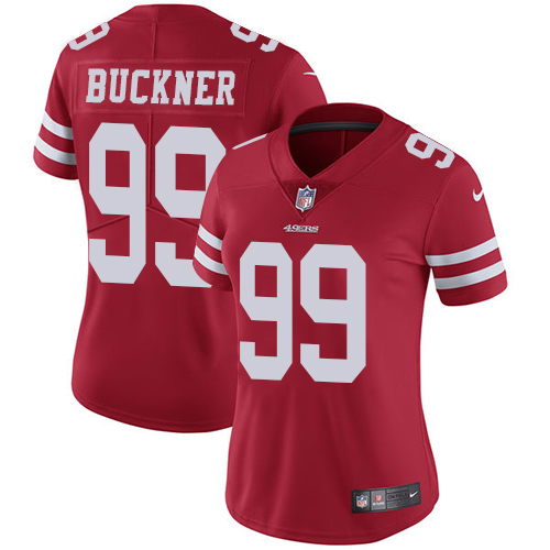 Nike 49ers #99 DeForest Buckner Red Team Color Women's Stitched NFL Vapor Untouchable Limited Jersey